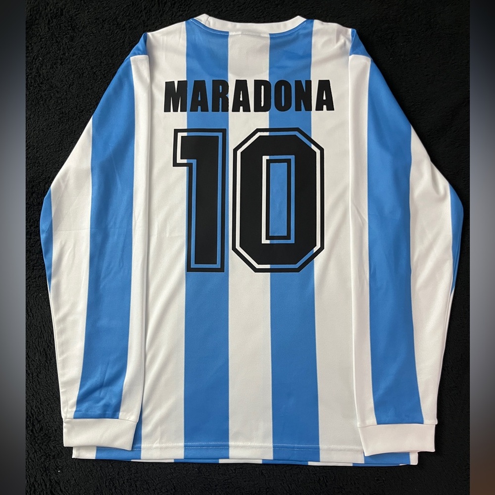 Maradona #10 Argentina M-XL Longsleeve Retro Soccer Jersey 1986 Home